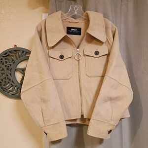 Oversized Cropped Coat Wool Blend